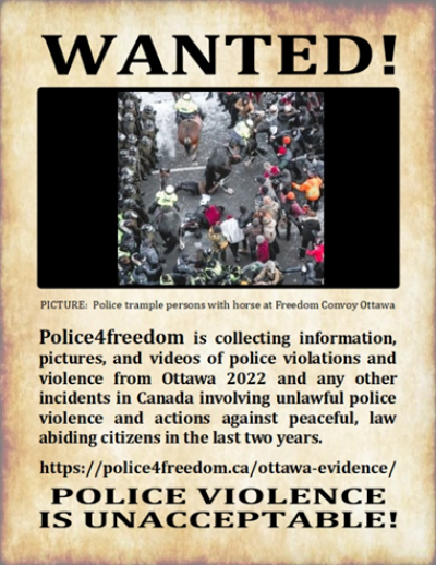 Police4freedom has a section on their site for the collection of Police Violence reports from Ottawa